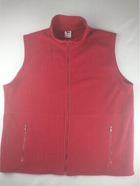 Adler XL Unisex Fleece Vest, Red Full Zip, Pockets